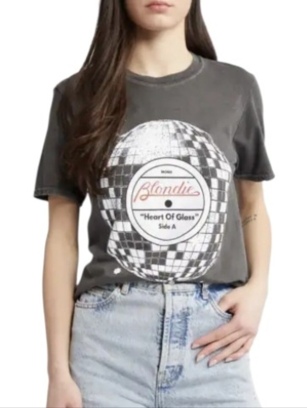 Blondie 'Heart of Glass' Graphic Tee - Washed Black Cotton Band T-shirt